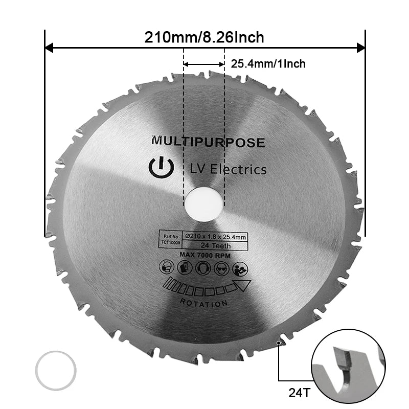 210 ×25.4 mm 24T Carbide Circular Saw Blade